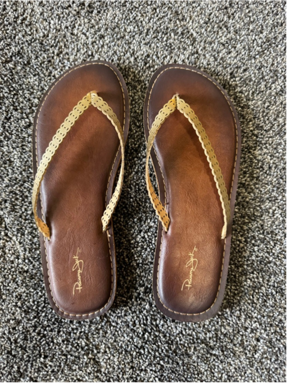 Women's Panama Jack Brown and Gold Sandals Size 9 Mint Condition
